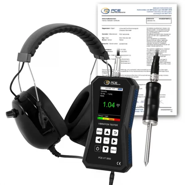 Medidor de vibración PCE-VT 3850S-ICA incl. certificado de calibración ISO